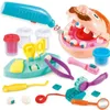 Clay Dough Modeling Children Plasticine Tools låtsas Spela Toy Dentist Kontrollera tänderna Set Mögelroll Tidiga inlärningsleksaker 231129