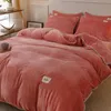 Juegos de ropa de cama Funda nórdica cálida de invierno Cama tamaño Queen King Funda de edredón de lana de coral Manta de franela Funda de edredón de terciopelo Ropa de cama Funda de cama 231130