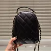 Chic Classic Lattice chan Designer Zaino Borsa Nero Bookbag Ragazze Schoolbag Donne Zaini a catena BookBag Borsa da viaggio moda Borsa in pelle All-match