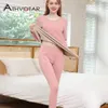 Women's Thermal Underwear ATHVOTAR Thermal Underwear Set 1/2Pcs Women Velvet Thick Plus Large Size Top Winter Warm High Waist Pants Thermal Underwear Sets 231130