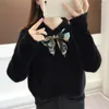 Kadın Örgü 2023 Sonbahar Kış Kadın Sweaters Örme Jumper Bow Tie Alkovers Sıradan Uzun Kollu İnce Sweater Femme Pull P800