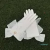 Vingerloze handschoenen, elegante pure tule voor dames, polslengte, witte bruid, volledige vingerparels, bruiloftsjurk