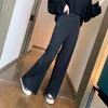 Women's Pants MEXZT Women Pleated Wide Leg High Waist Korean Fashion Black Sequined Elastic Straight Casual Trousers Streetwear