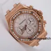 Autentiska klockor online Audemar Pigue 26231or Royal Oak Offshore Panda Face White Plate Ladies Rose Gold Diamond Watch Automatic Mechanical Swiss Watch World HB7F