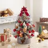 Decorazioni natalizie 45/60 cm Mini albero di Natale con luci Desktop fai da te Rosso dorato Decorazioni natalizie Anno Festa a casa Ornamenti per finestre 231129