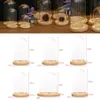 Clear Glass Display Dome med LED Wood Base Microlandscape Miniature Dollhouse DIY Holder Flower Preservation Vase Holder 210409271U