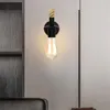 Vägglampa retro trä vintage sconce lampor fixtur e27 inomhus heminredning matsal sängen sovrum belysning