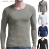 Sous-vêtements thermiques pour hommes Sous-vêtements thermiques pour hommes T-shirt à base fineAutomne hiver Long traîneau rond/col en V Sous-vêtements thermiques Chemise de fond L231130