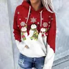 Women's Hoodies Christmas Snowman Printed Sweatshirt Hoodie Autumn Winter O Neck Fashion Pullover Ladies Long Sleeve Sweater Kawaii Top