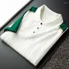 Men's T Shirts Light Luxury Fashion Color Contrast Striped Knitted T-shirt Men's Short Sleeve 2023 Summer Casual Comfortable Soft POLO