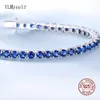 Bracelet de tennis en argent pur, chaîne de 15 à 20 cm, pavé de 3 mm, semi-saphir bleu Montana, beau bijou véritable 925 pour femmes/hommes, 231118