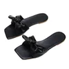 Slippers PAMANNI Bowknot Women Flat Shoes Square Toe Slip-on Fashion Summer Women's Sweet Outdoor Beach Female Sandal Big Size