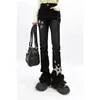 Jeans femininos Mulher de moda de moda Flue Flare Cintura alta Slim Fit Troushers Tours Tassel Tassel Vintage Casual Pantalon Femme Y2K Roupas
