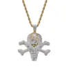 Pendentif Colliers Hip Hop Bijoux 18k Plaqué Or Zircone Simulé Diamant Glacé Chaîne Pirate Crème Collier Pour Hommes Charme Gi273F