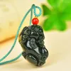 Hänge halsband Skicka certifikat naturlig grön jade lycklig pixiu med repkedja halsband rikedom modiga trupper fengshui charms amulet gåva