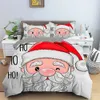 Conjuntos de cama Conjunto de cama de Natal 3D Impresso Papai Noel Duvet Cover Set King Queen Single Double Size Kids Bedding Set Sem Folha de Cama 231129