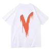 Vlone t shirt vlones dimma pop rök kort ärm lös rund nack junior student t-shirt ins hög begränsad stor v tshits