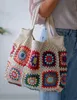 Umhängetaschen Handarbeit Bunt Häkeln Boho Chic Granny Square Gran Tote Handtasche Vintage Style Hippie Summer Beach 230426