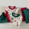 Conjuntos de roupas nascidos bebê roupa de natal outono inverno ano traje bebê menino e menina roupas dos desenhos animados imprimir criança pijama de natal 231129