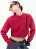 Pulls pour femmes 2023 Hiver Femmes Tricoté Pull Rouge O-Cou Dames À Manches Longues Tricots Mode Pull Tops