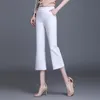 Women's Pants Capris 2023 Sommarkvinnor Hög midja Elegant Slim Casual White Bell Bottom Suit Office Lady Plus Size Formal Trouser 2127