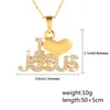 Pendant Necklaces Hip Hop Fashion Crystal Heart Necklace Letter Rhinestone "I Love Jesus" Gift For Women Rose Gold Color Christian