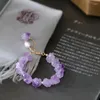 Strand Romântica Romântica Pedra Natural Ametista Bracelet Genuína de água doce Pérola com miçangas de aço inoxidável para mulheres