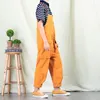 Men's Jeans Overalls Straight Casual Pants Japanese Retro Multi-pocket Jumpsuit Orange