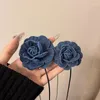 Choker Creative Denim Blue Flower Necklace For Women 2023 Trend Long Wax Line Adjustable Chain Waist Accessory Beach Jewelry
