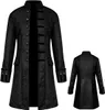 Vintage średniowieczna kurtka steampunk, haftowana wiktoriańska gotycka gotycka wampir cosplay Halloween Costume Black, m