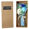 Presente de Dia das Mães com Folhas Florais Falso, 3 Rosas, Sabonete, Flor, Cravo, Caixa de Presente 231130