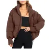 Abrigo de invierno corto y esponjoso para mujer con patrón sólido, Parkas gruesas informales para mujer, moda para mujer, solapa, cuello a medida, ropa de abrigo elegante