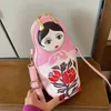 Evening Bags Creative Matryoshka Print Bag Women Crossbody Fashion PU Leather Phone Purses Shoulder Bolsas 231130