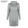 Basic Casual Dresses Women Knitted Autumn Long Sle Jumper Short Mini Dress Ladies Knitwear Winter Solid Turtleneck DressesL231130