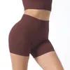 Femme Short Couleur unie Sexy Sans Couture Athlétique Femme Sport Court Taille haute Serré Fitness Entraînement Séchage rapide Yoga Cyclisme Gym Tenues de Sport