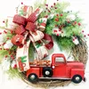 Decorative Flowers Red Truck Christmas Garland Farmhouse Decoration Hanging Wall Straw Door Household Festival Decorations