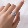 Cluster Ringe Vintage Chic Quadratisch Rosa Kristall Zirkon Diamanten Edelsteine Für Frauen Weißgold Silber Farbe Schmuck Trendige Accessoires