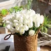 Decorative Flowers Artificial Fake Bouquet 20Pcs Tulip Real Touch Bridal Wedding For Home Floral Decor(NO Vase)