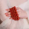 STRAND VINTAGE NATUURLIJKE 6/8/10MM90% ROOD CINNABAR ZINNOBER Round Ball Beads String Sieraden Bracelet voor mannen Women