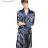 Men's Robes 5XL Robe Luxury Men Silky Satin Kimono Robe Long Sle Sleepwear Bathrobe Oversized Nightgown Summer Home Clothes L231130