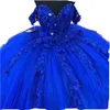 2023 Royal Blue Ball Hown платья quinceanera платья свадебные платья хрустальные бусины корсет спина сладкое 16 плать