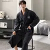 Men's Robes Autumn Winter Flannel Thicken Warm Long Shower Robe for Men Loose Soft Men's Terry Bath Robe Luxury Embroidery Men's Bathrobe L231130