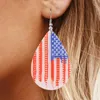 Boucles d'oreilles créoles frontière fête de l'indépendance américaine drapeau national rayures rouges et blanches goutte d'eau acrylique double face
