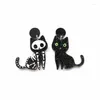 Stud mignon animal paillettes chat noir et squelette boucles d'oreilles acryliques asymétriques pour femmes belle kitty bijoux de modeStud Kirs22274W