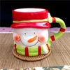 Bouteilles d'eau Creative Noël tasse en céramique dessin animé Père Noël bonhomme de neige wapiti couple tasses ménage vaisselle fille garçon cadeau 231129