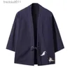 Herrrockar Crane broderi haori kimono harajuku japansk stil plus storlek män sarai come yukata asiatiska kläder cardigan kvinnor jacka l231130