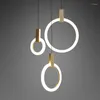 Ljuskronor duplex ring ljuskrona trärundor LED -lampor Moderna sängplatser Matsal Handande lampmöbler Golv Living Fixture PA0289