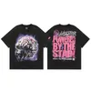 Hellstar Men designer T-shirt hipster Parker diz cantando lavado à mão cinza alta edição masculina e feminina mangas curtas moda de rua retrô