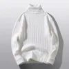 Men's Sweaters Slim Fit White Turtleneck Casual Twist Design Pullover Knitted Jumper USA Size XS-XL