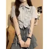 Blusas de mujer Elegante y juvenil Mujer hermosa Mujer en promociones Verano Corto con cordón Top Versión coreana Camisa